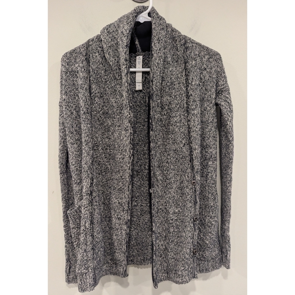 Lululemon Post Practice Knit Cardigan In Ghost Black Size 2